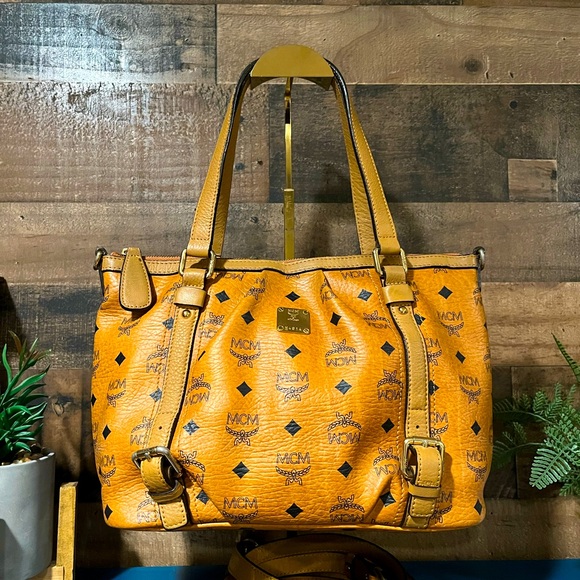 MCM Cognac Monogram Logo Bag - Picture 1 of 16